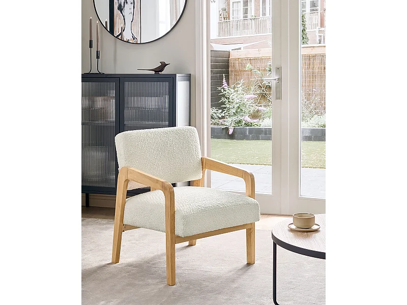 Fauteuil HJO Bouclé Blanc cassé