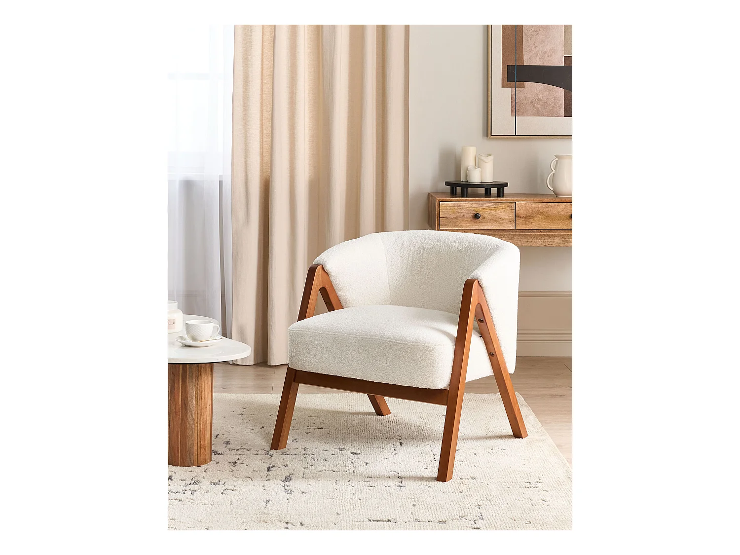 Fauteuil SKEI Bouclé Blanc