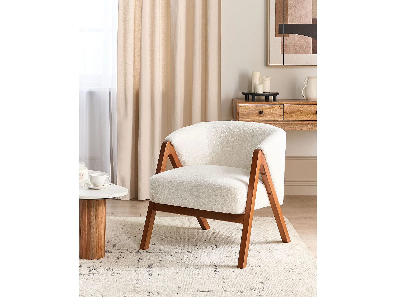 Fauteuil SKEI Bouclé Blanc