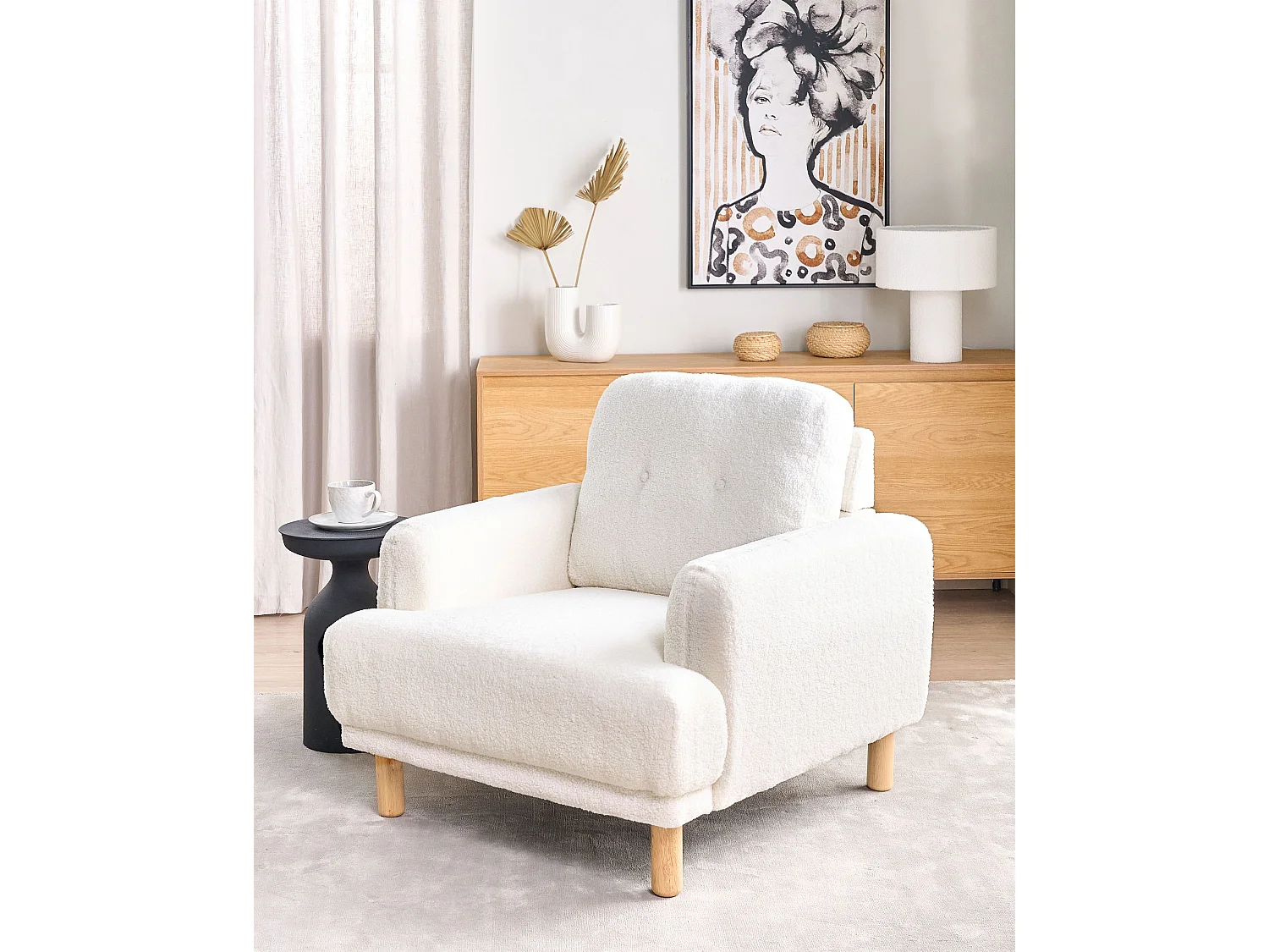 Fauteuil TUVE Bouclé Wit