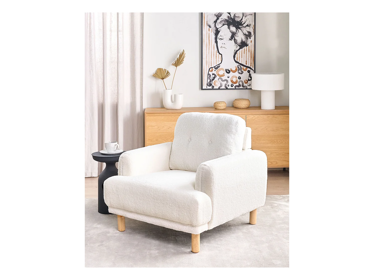 Fauteuil TUVE Bouclé Wit