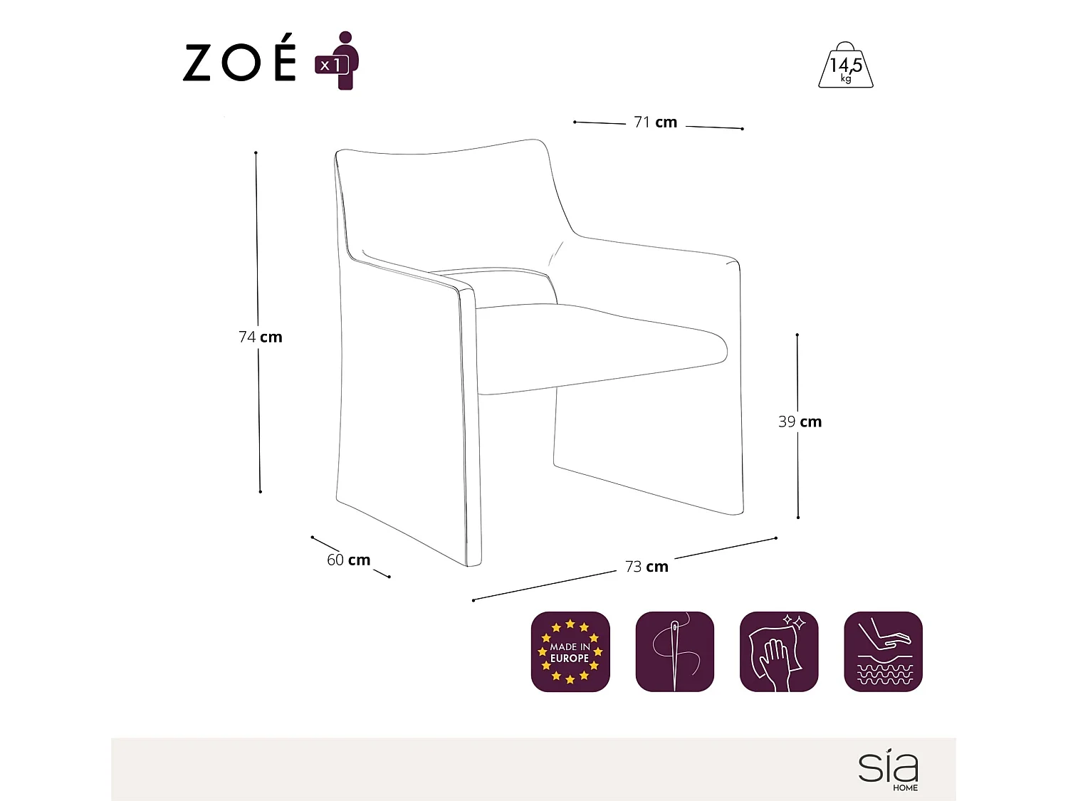 Chaise velours bleu nuit ZOE