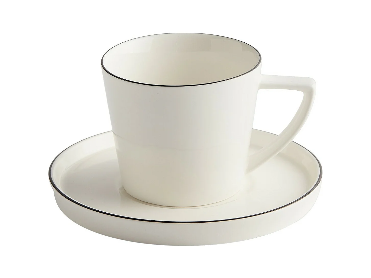 Tasse Avec Soucoupe Rimo Noir Moyen 8.3 x 14.8