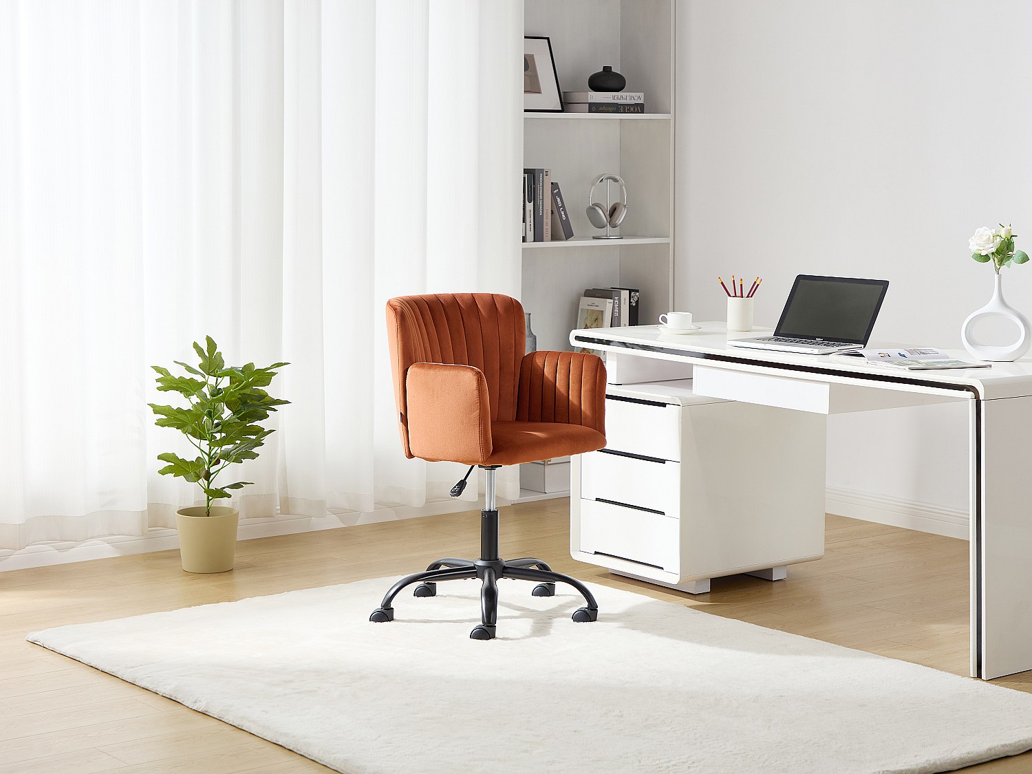 Bürostuhl höhenverstellbar - Samt - Terracotta - TOARA günstig online kaufen