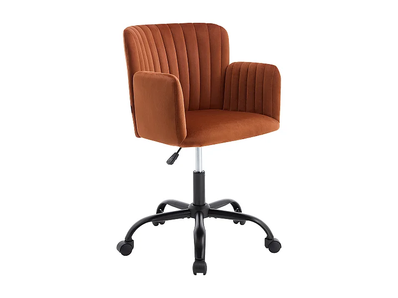 Chaise de bureau - Velours - Terracotta - Hauteur réglable - TOARA
