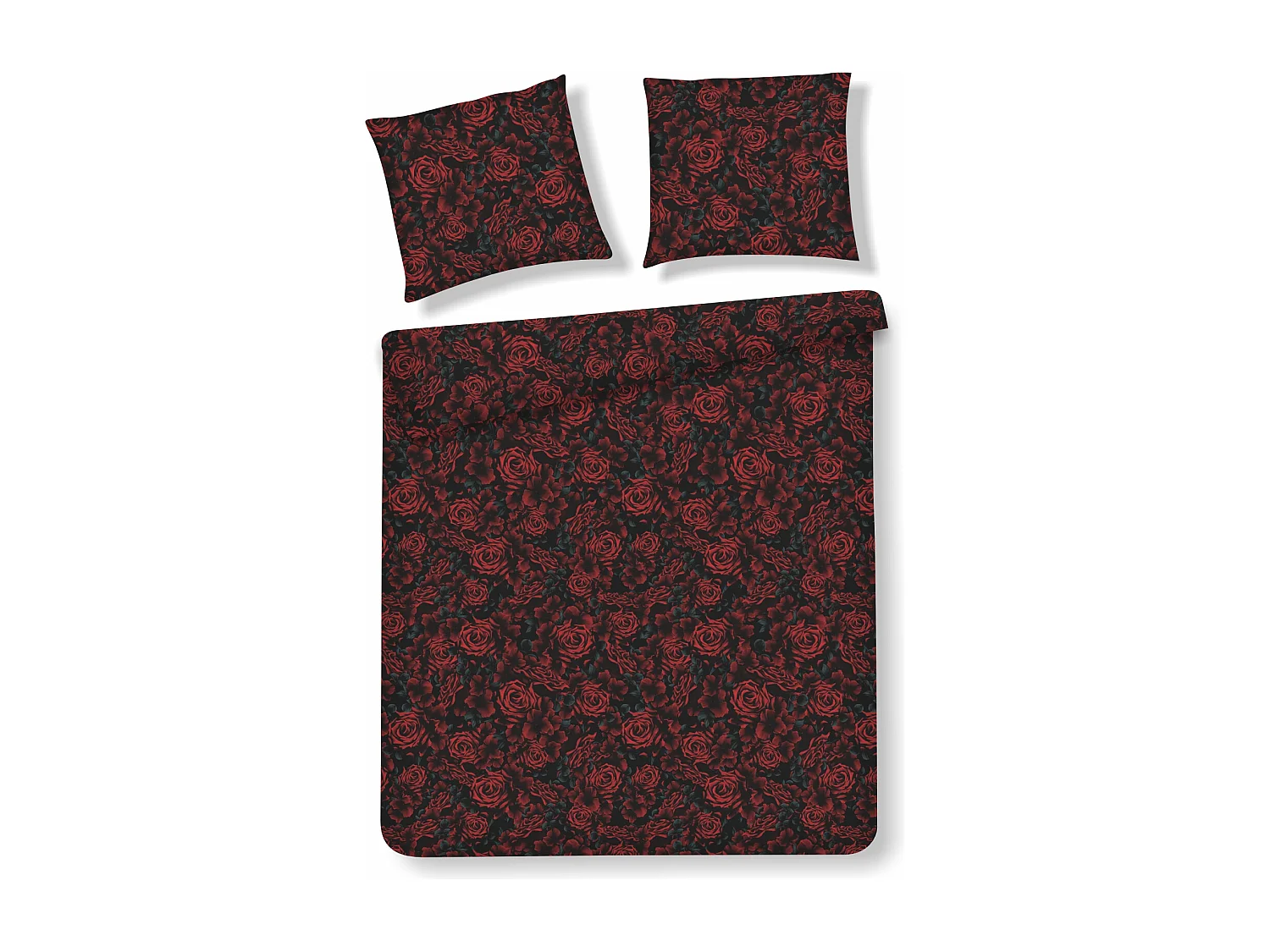 Satin-Baumwoll-Bettwäsche Estillo Dunkelrot 160x200