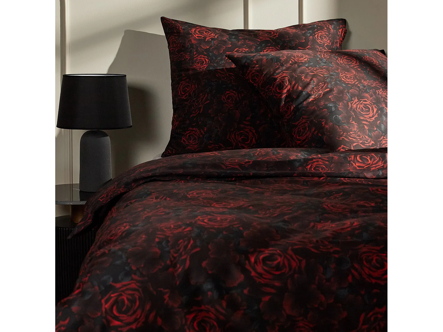 Satin-Baumwoll-Bettwäsche Estillo Dunkelrot 160x200