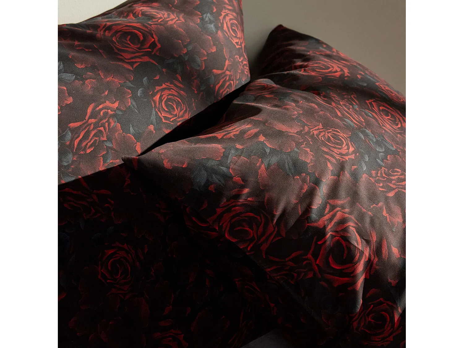 Satin-Baumwoll-Bettwäsche Estillo Dunkelrot 160x200