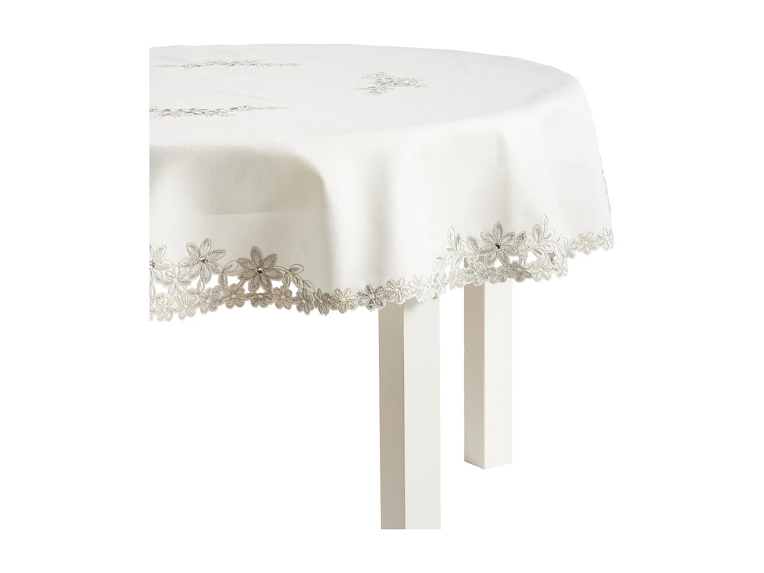 Tischtuch Adelaida2 mittelweiß Ø160 cm