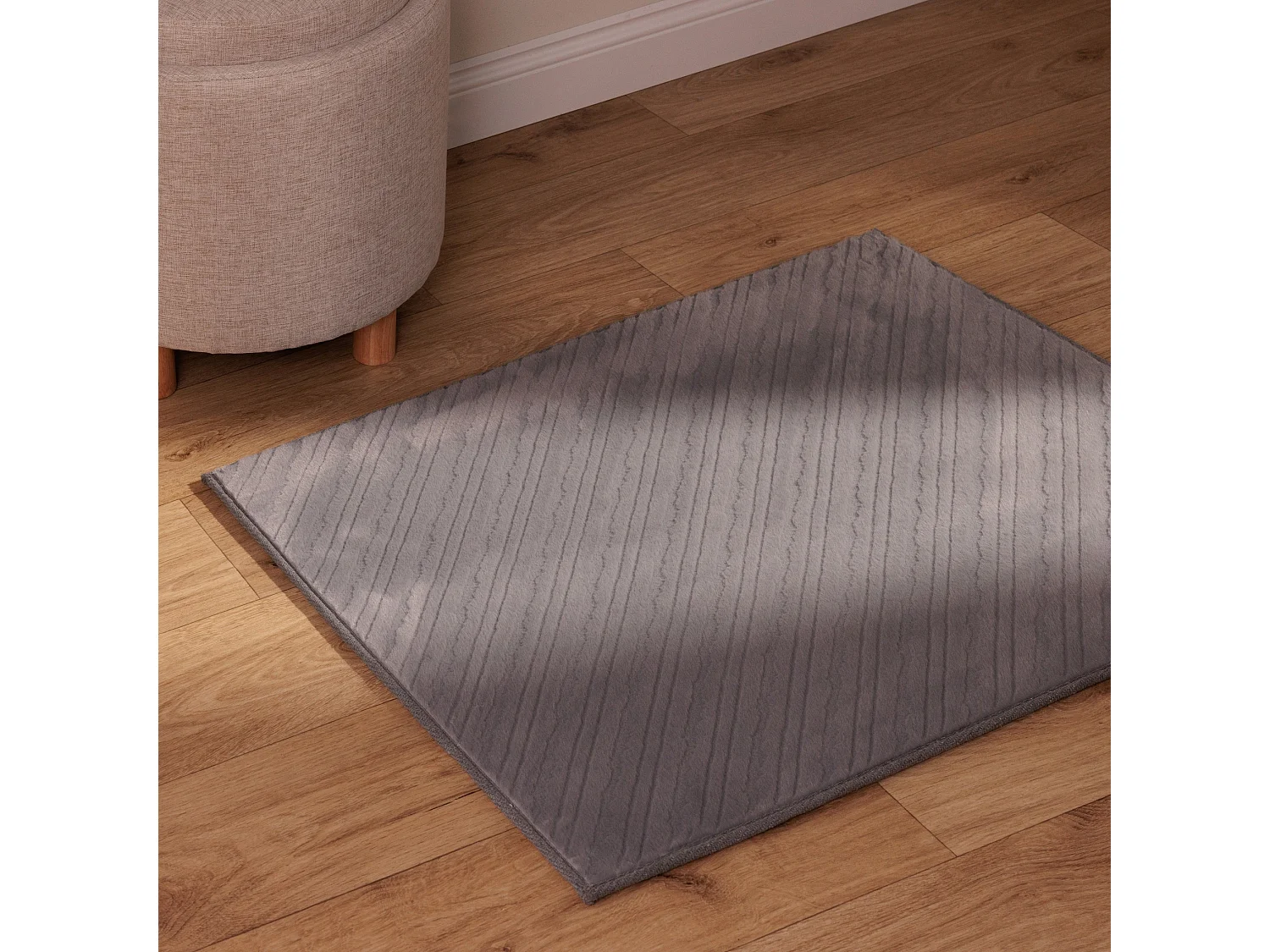 Badteppich Pufos Mittelgrau 60x80