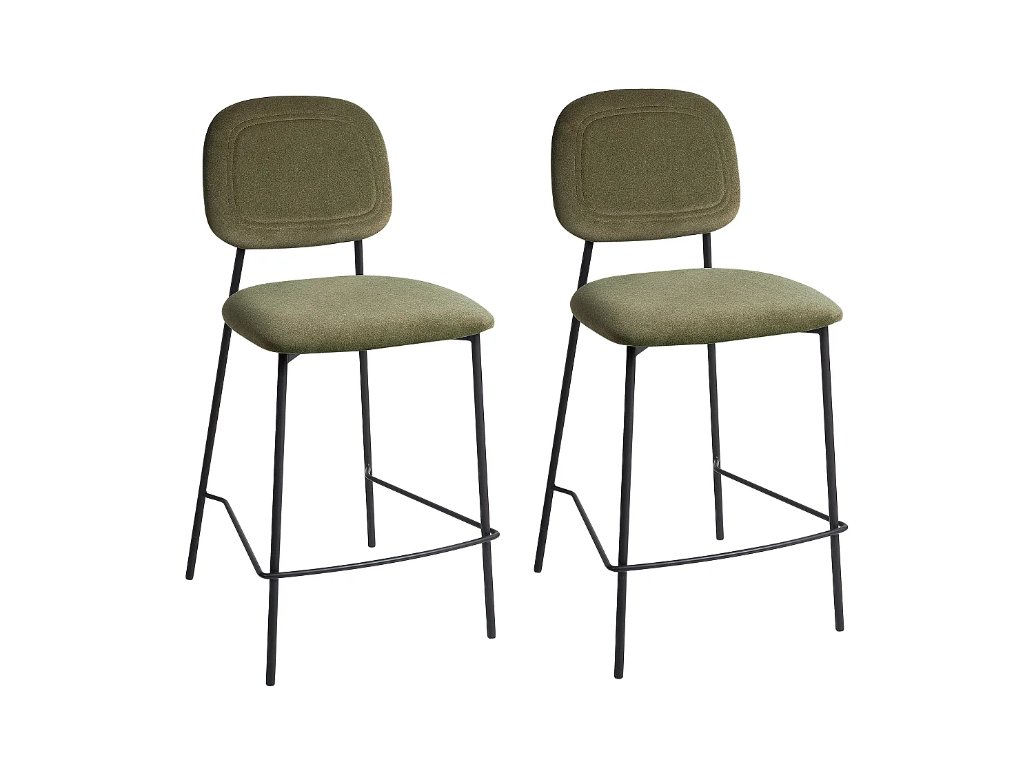 Lot de 2 chaises de bar DUETTE Velours Vert olive