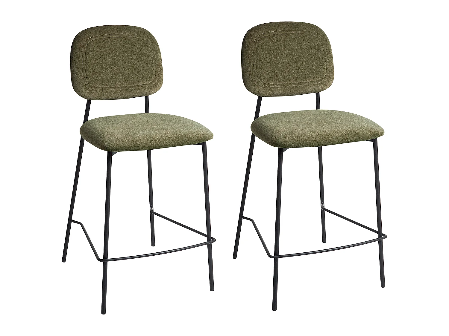 Lot de 2 chaises de bar DUETTE Velours Vert olive