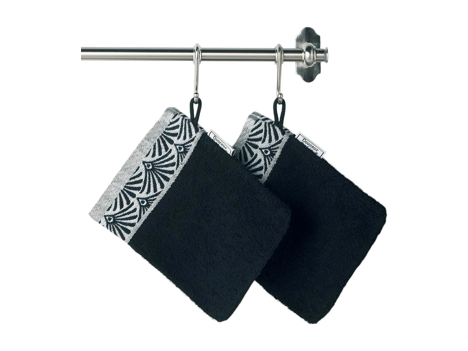 Lot de 2 gants de toilette 15 x 21 cm Goldy noir