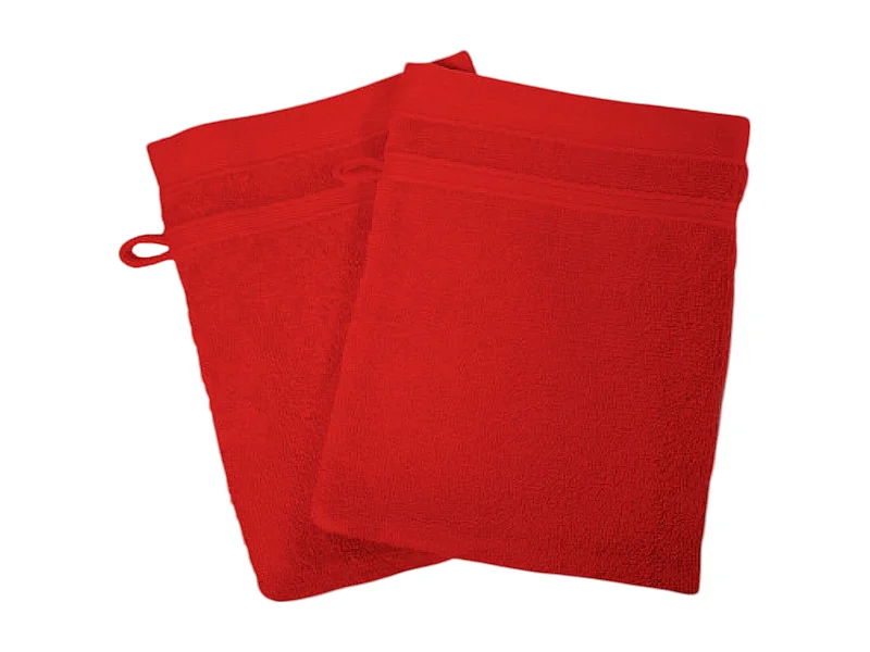 Lot de 2 gants de toilette 15 x 21 cm Uni rouge