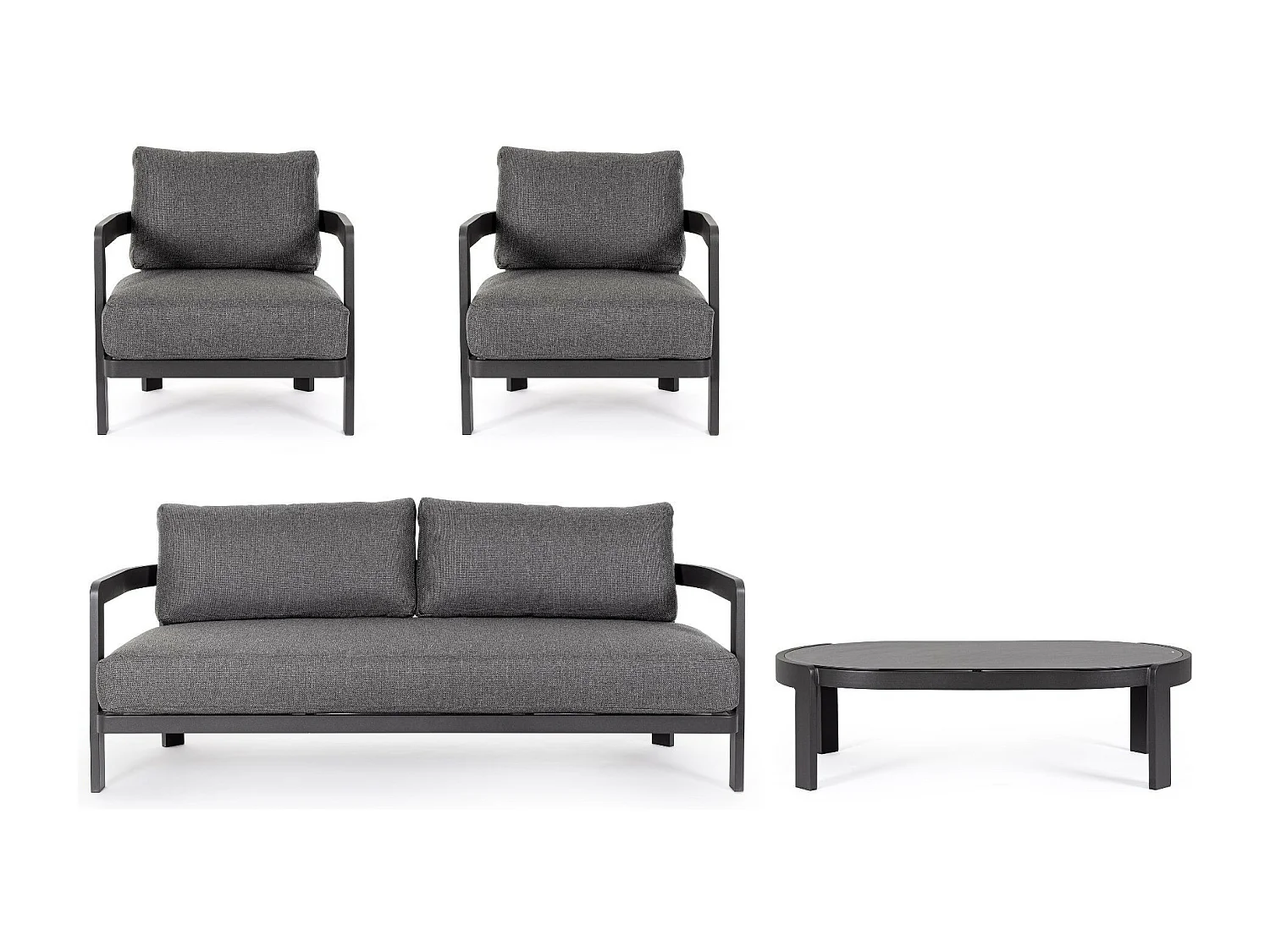 Salon de jardin en aluminium et coussins en toile (set de 4) - ARCACHON