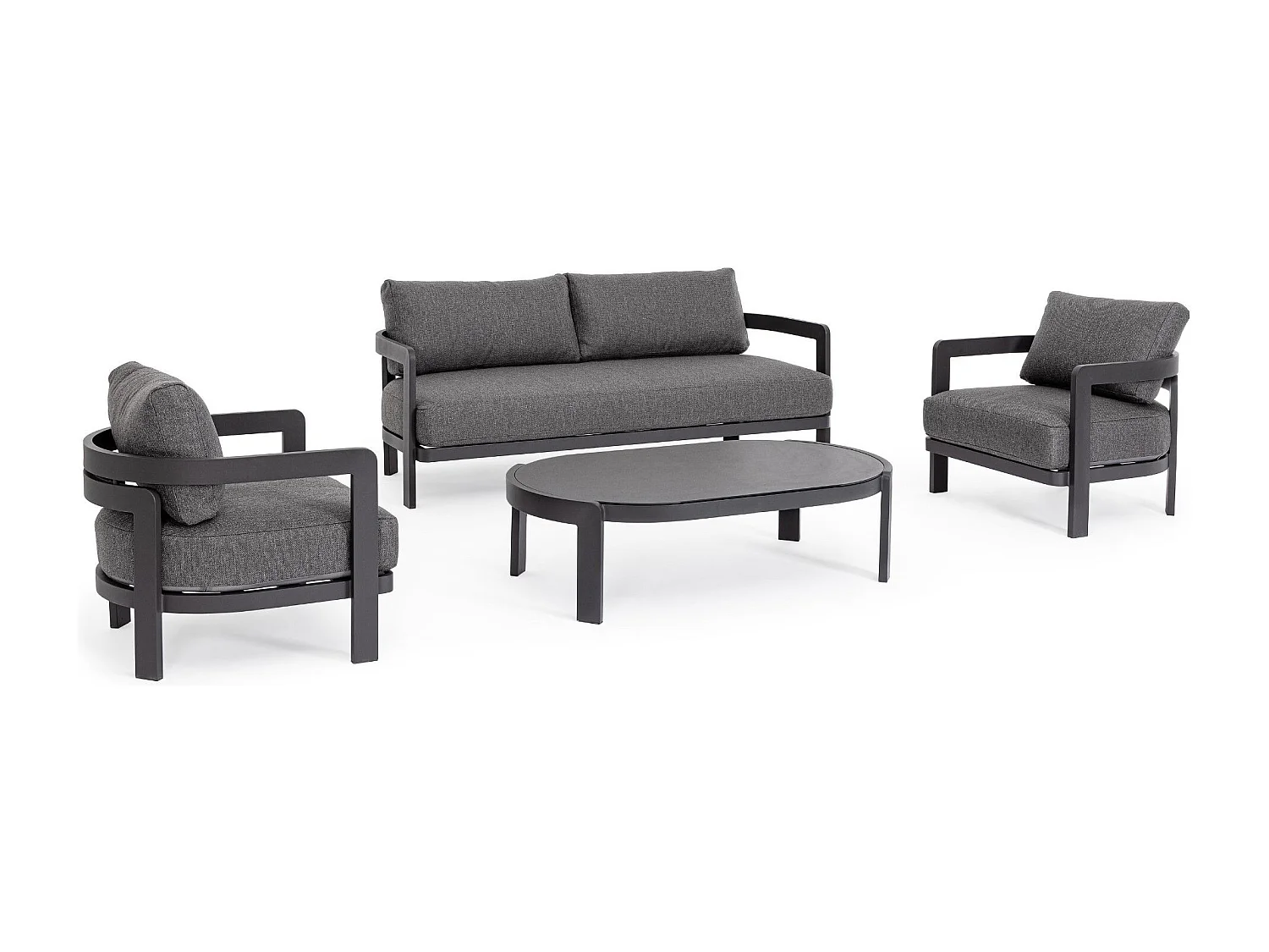 Salon de jardin en aluminium et coussins en toile (set de 4) - ARCACHON