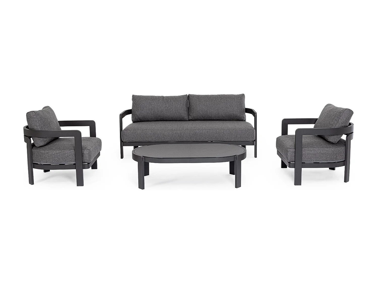 Salon de jardin en aluminium et coussins en toile (set de 4) - ARCACHON