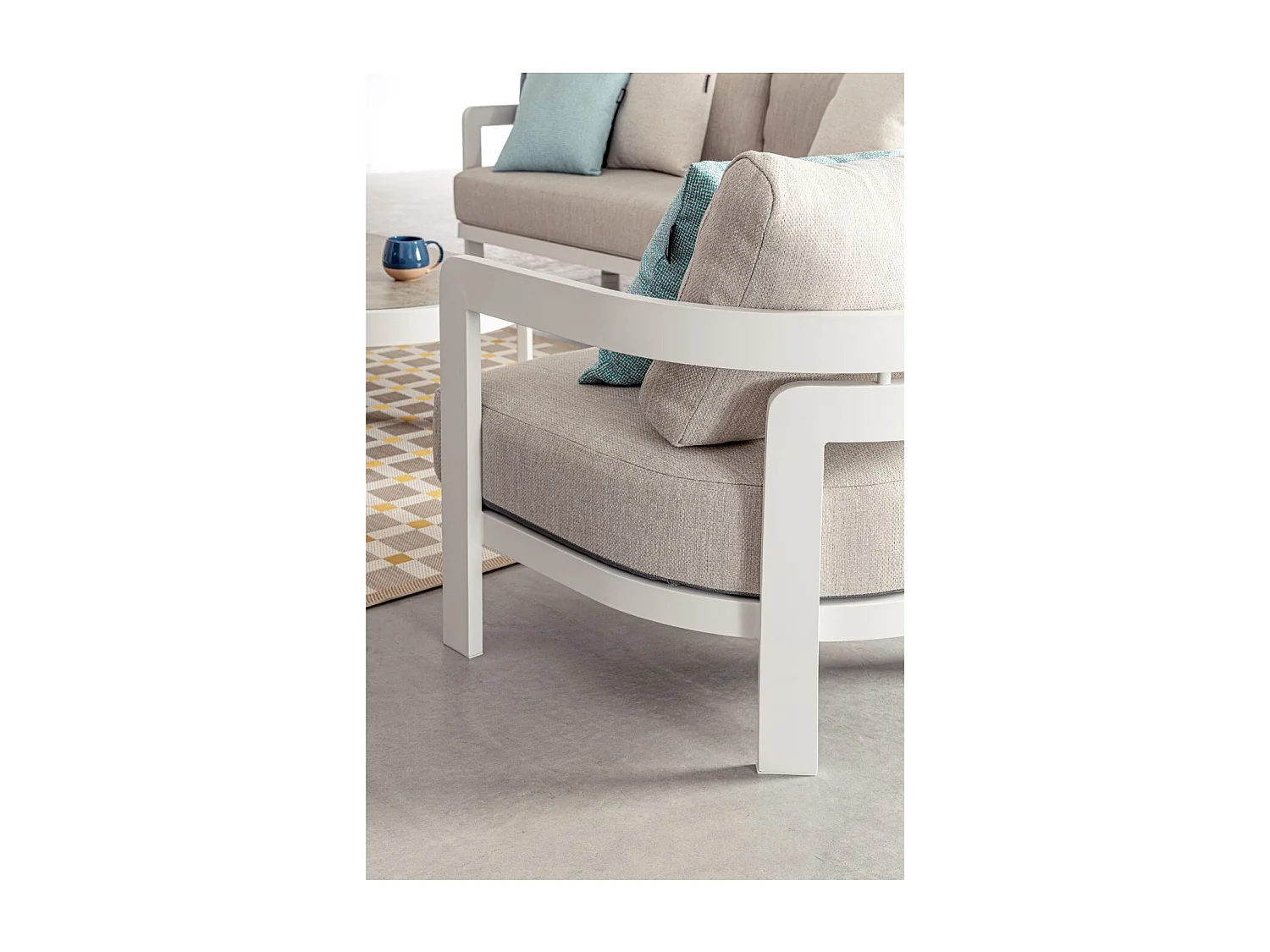 Salon de jardin en aluminium et coussins en toile (set de 4) - ARCACHON