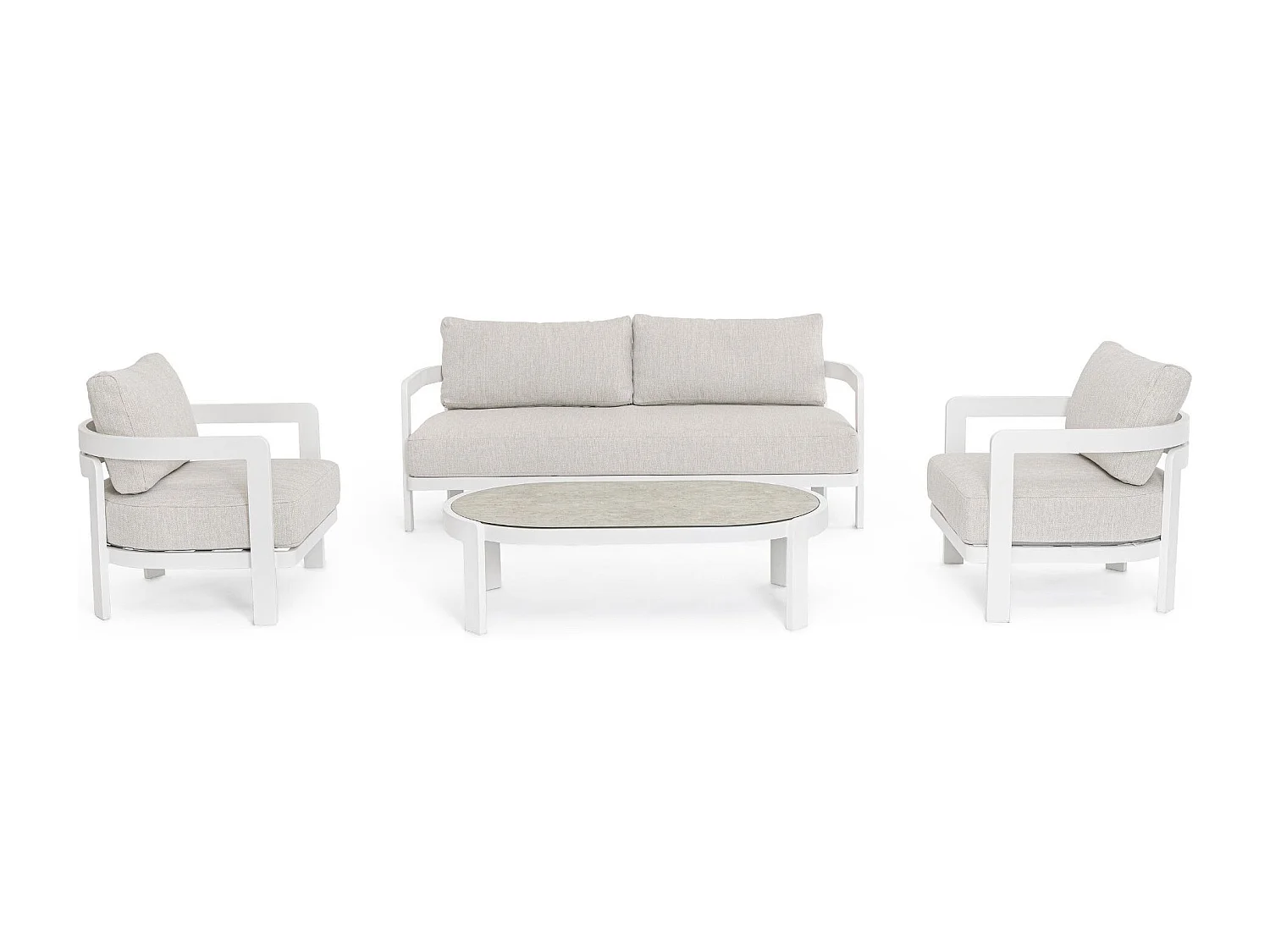 Salon de jardin en aluminium et coussins en toile (set de 4) - ARCACHON