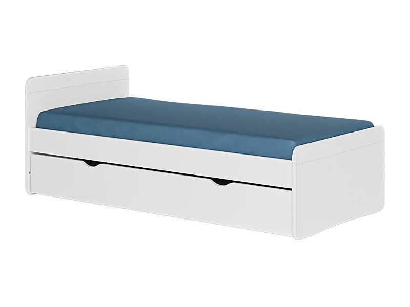 Pack lit gigogne avec matelas 90x200 cm bois massif blanc LILOW
