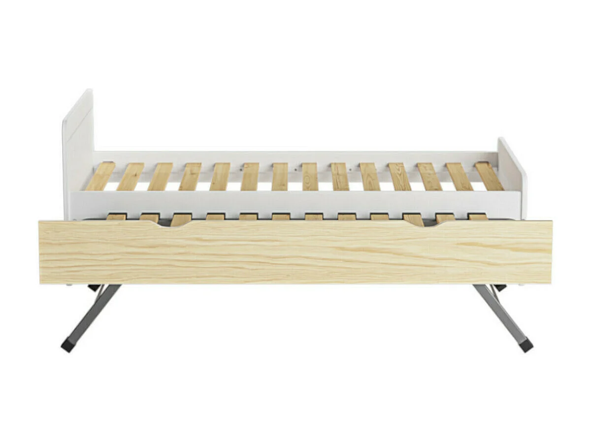 Lit gigogne 90x190 cm bois massif blanc et bois LILOW