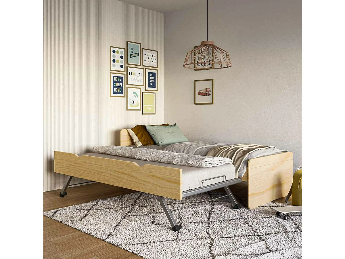 Lit gigogne 90x200 cm bois massif bois LILOW