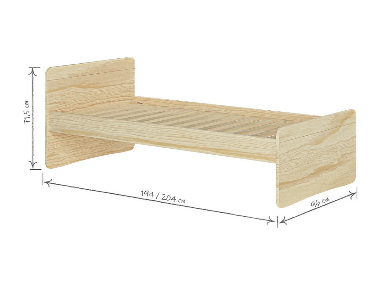 Lit gigogne 90x200 cm bois massif bois LILOW