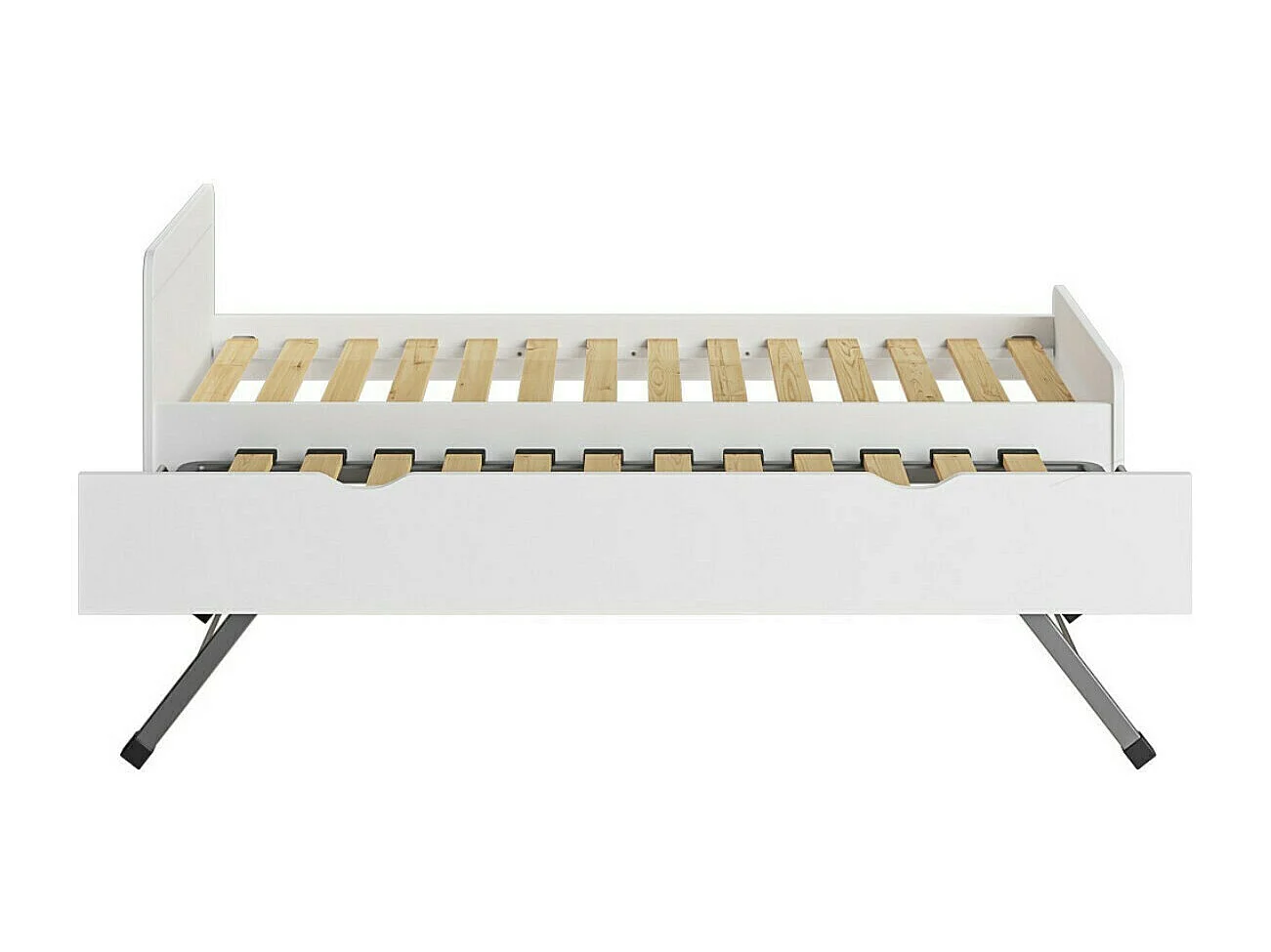 Pack lit gigogne avec matelas 90x190 cm bois massif blanc LILOW