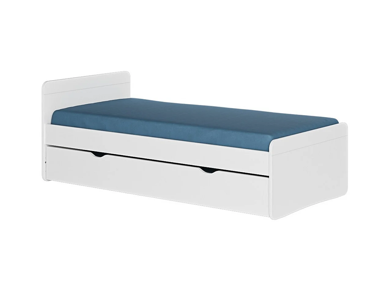 Pack lit gigogne avec matelas 90x190 cm bois massif blanc LILOW