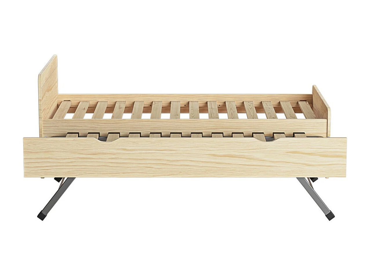 Pack lit gigogne avec matelas 90x190 cm bois massif bois LILOW