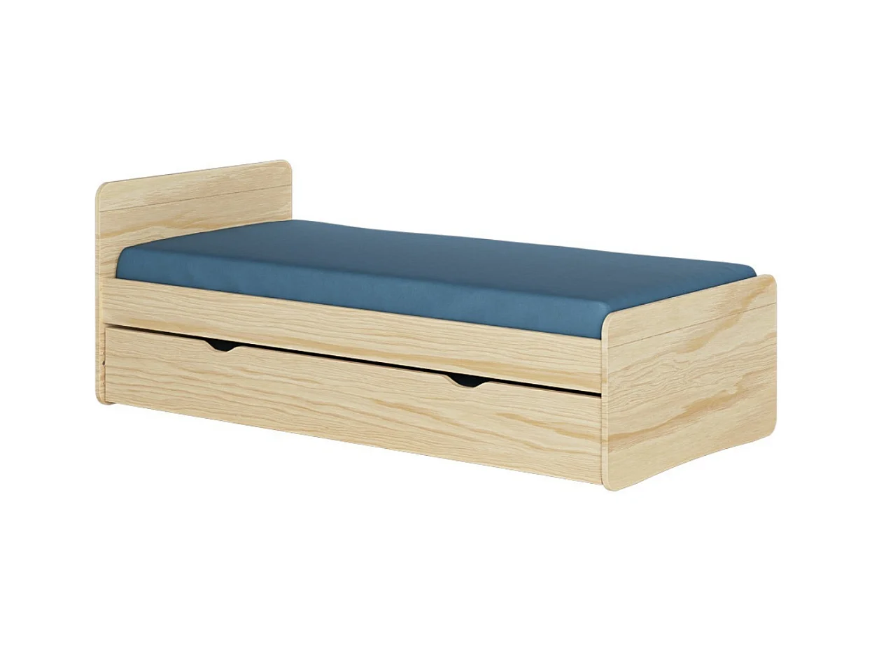 Pack lit gigogne avec matelas 90x190 cm bois massif bois LILOW