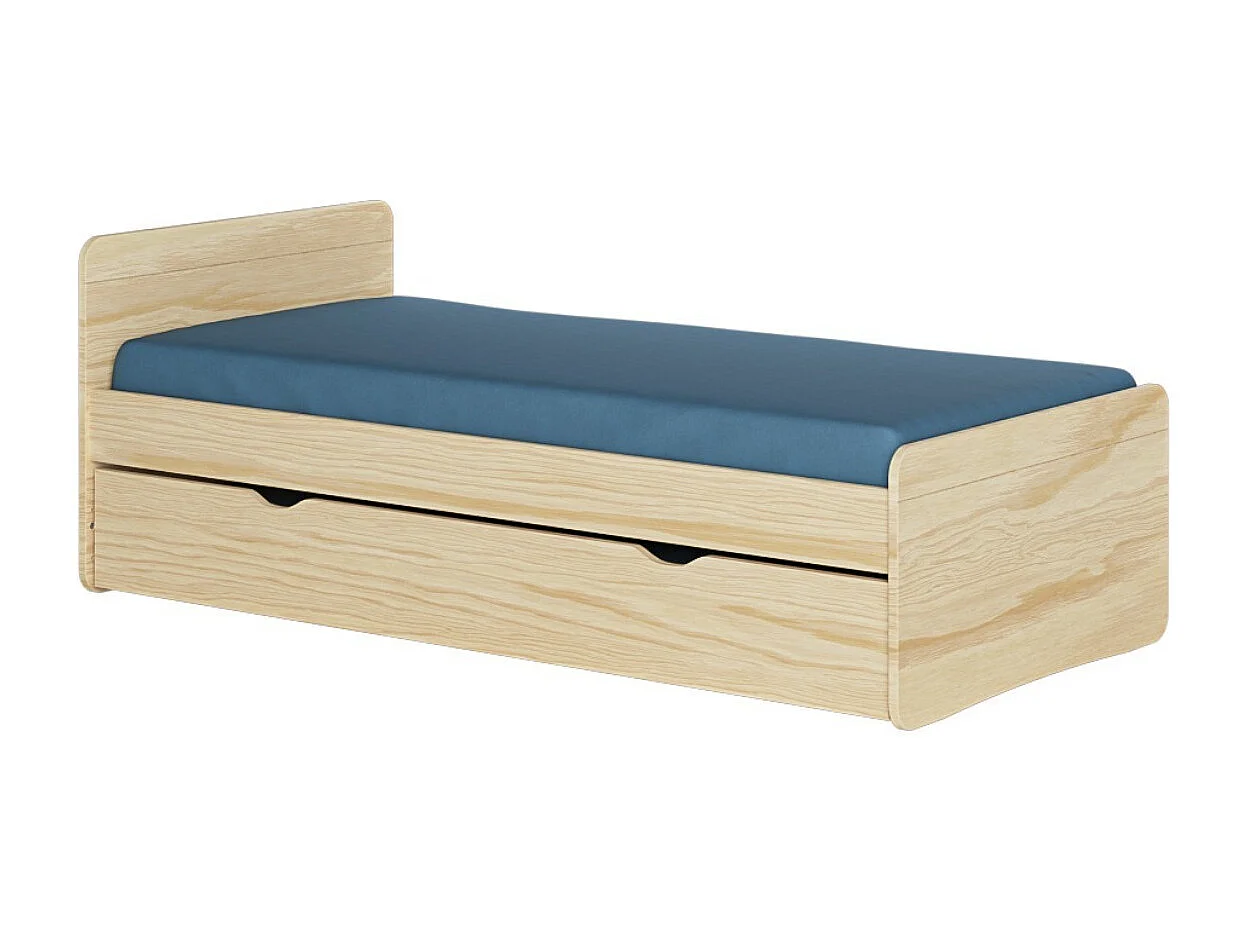 Pack lit gigogne avec matelas 90x190 cm bois massif bois LILOW