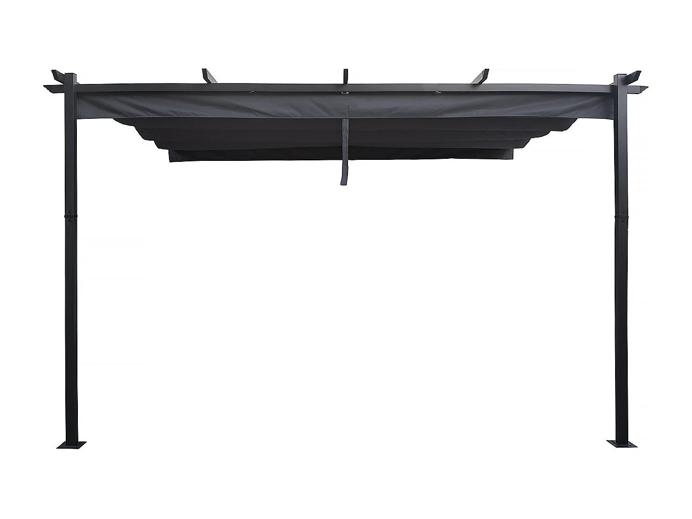 Pérgola adosada de aluminio con techo retráctil - 3 x 4 m - Gris