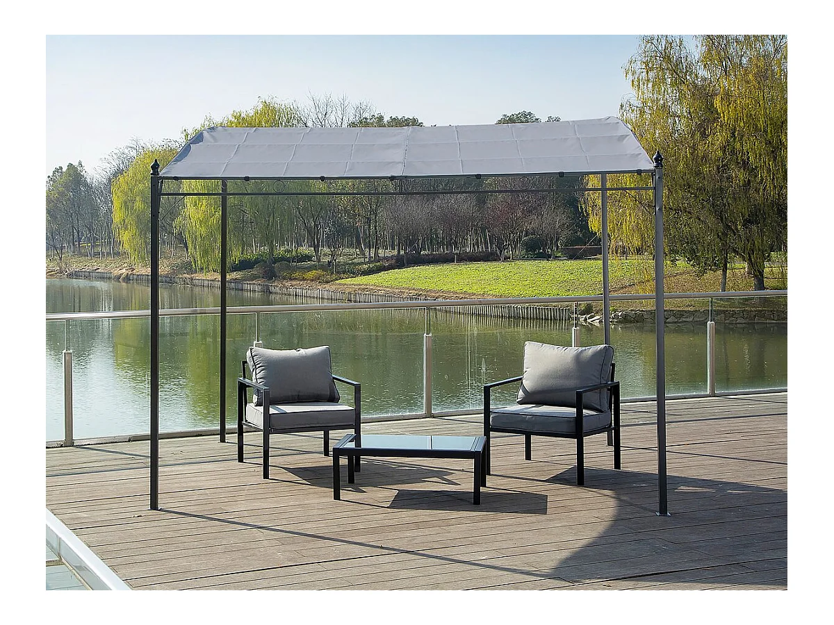 Pergola adossée inclinée en métal - 3 x 2.5 m - Gris