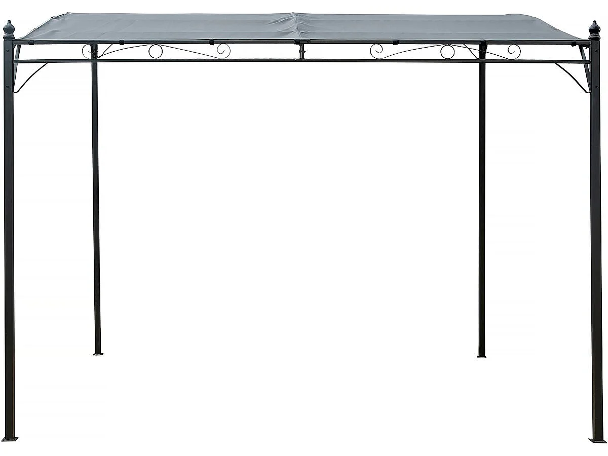 Anbaupergola mit Neigung aus Metall - 3 x 2,5 m - Grau