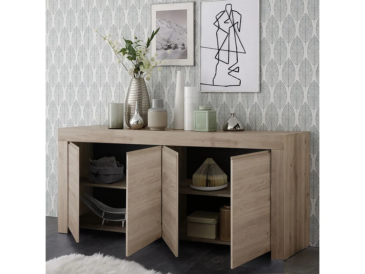 FIRMIN - Buffet 4 Portes Aspect Bois Finition Cadiz