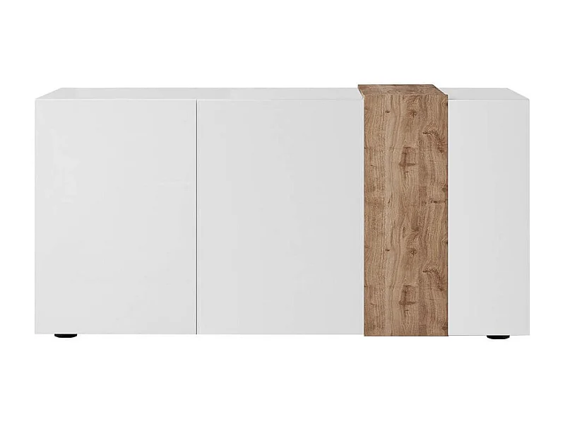 VESUVIO BLANC - Buffet 3 Portes Laqué Blanc et Aspect Bois Finition Cadiz