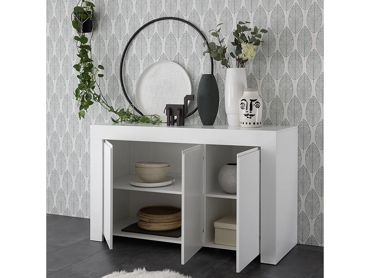 FIRMIN - Buffet 3 Portes Blanc Finition Mat
