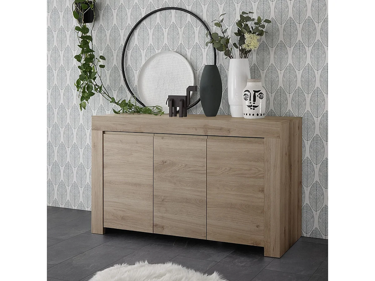 FIRMIN - Buffet 3 Portes Aspect Bois Finition Cadiz