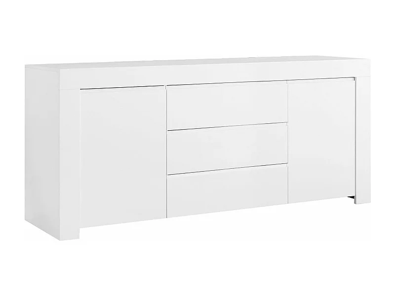 FIRMIN - Buffet 2 portes 3 Tiroirs Blanc Finition Mat