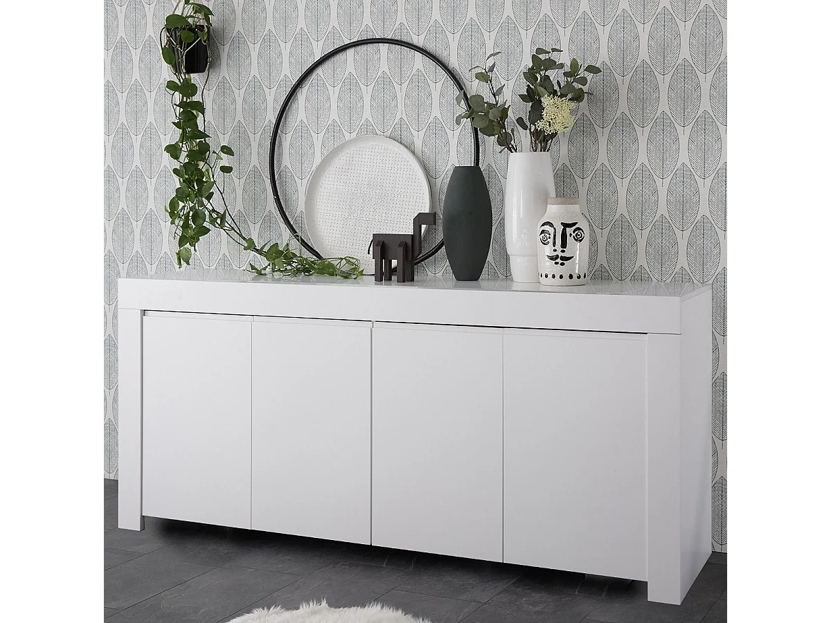 FIRMIN - Buffet 4 Portes Blanc Finition Mat