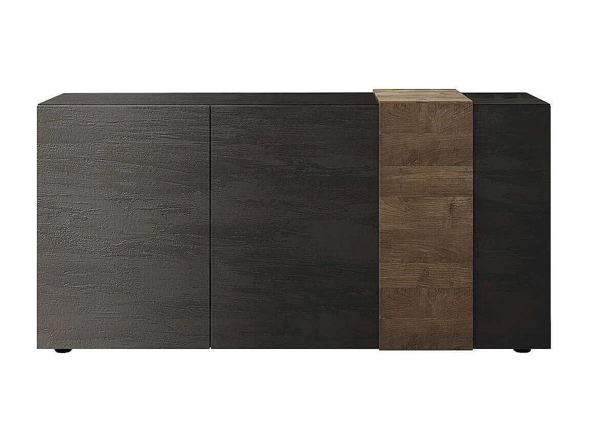 VESUVIO TITANE - Buffet 3 Portes Gris Anthracite et Aspect Bois Finition Mercure