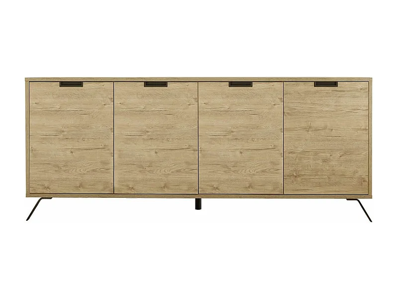 PALAMO - Buffet 4 Portes Aspect Bois Pieds Métal Gris Foncé