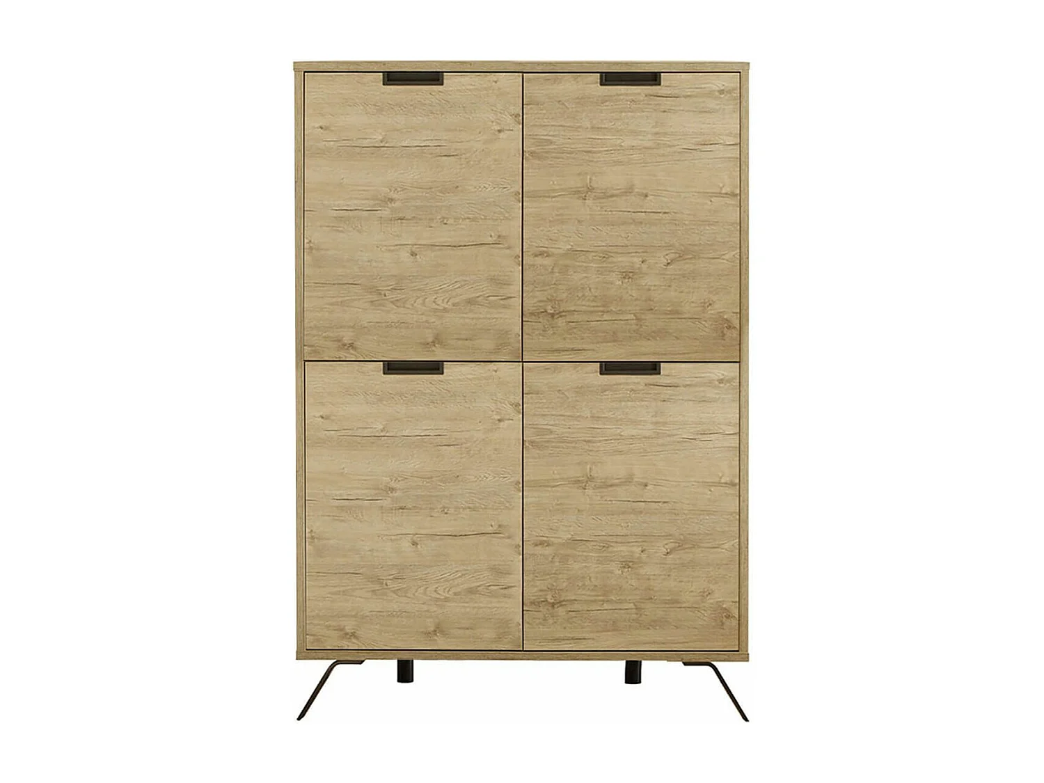 PALAMO - Buffet Haut 4 Portes Aspect Pieds Métal Gris Foncé