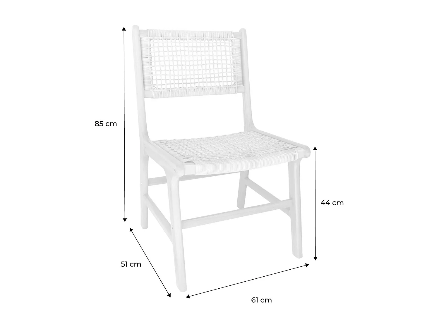 Silla de caña y madera, set de 2 natural