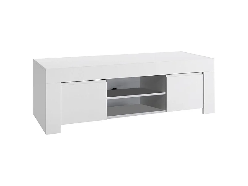 FIRMIN - Meuble TV 2 portes 2 Niches Blanc Finition Mat