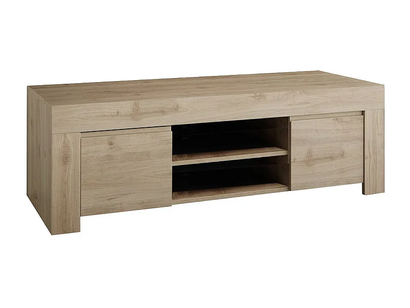 FIRMIN - Meuble TV 2 portes 2 Niches Aspect Bois Finition Cadiz