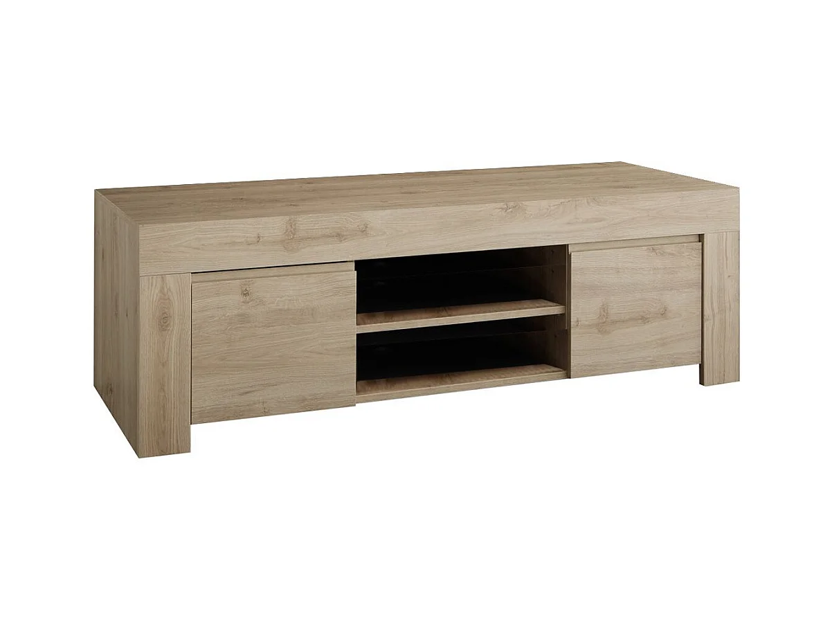 FIRMIN - Meuble TV 2 portes 2 Niches Aspect Bois Finition Cadiz