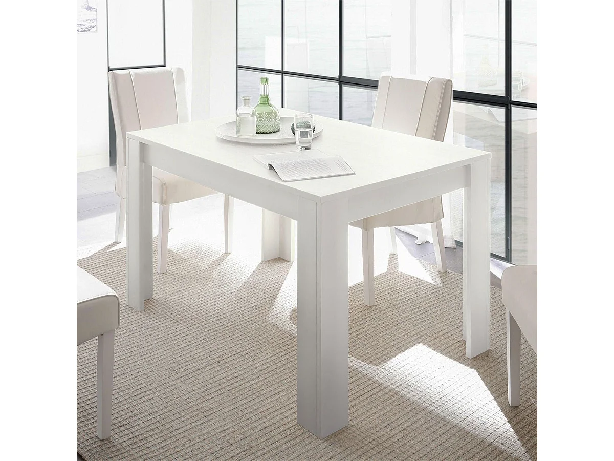 WESTY - Table Repas Extensible Blanc Finition Mat