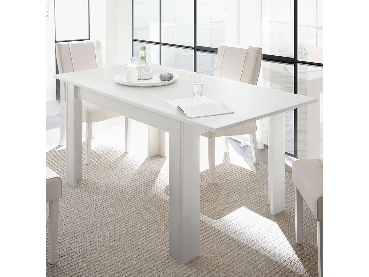 WESTY - Table Repas Extensible Blanc Finition Mat